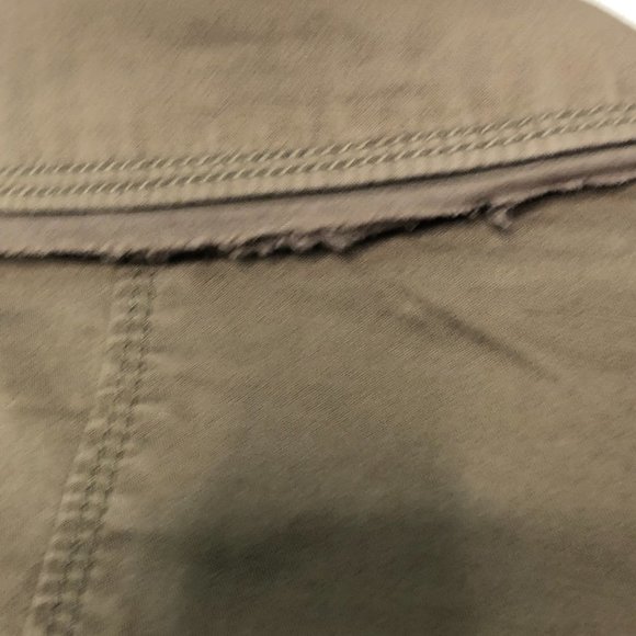 Ann Taylor LOFT Dark Khaki Double-Breasted Peplum Jacket with Raw Trim 2P - Picture 7 of 10